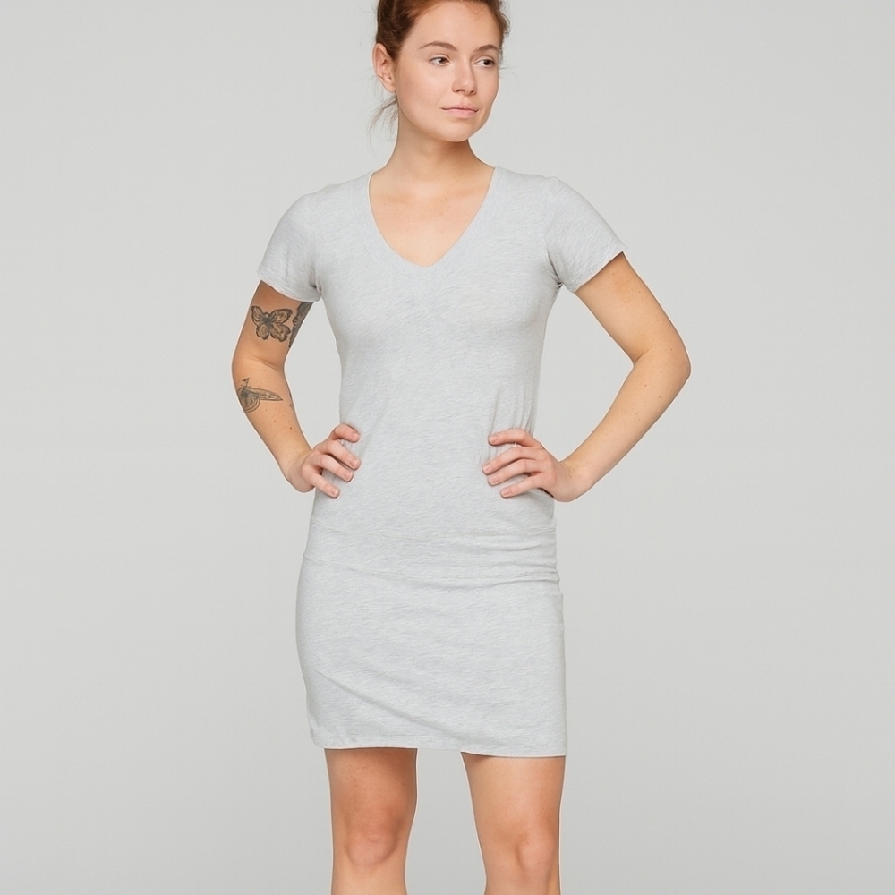 Lululemon Dance Pulse Dress Heathered Gray White 4